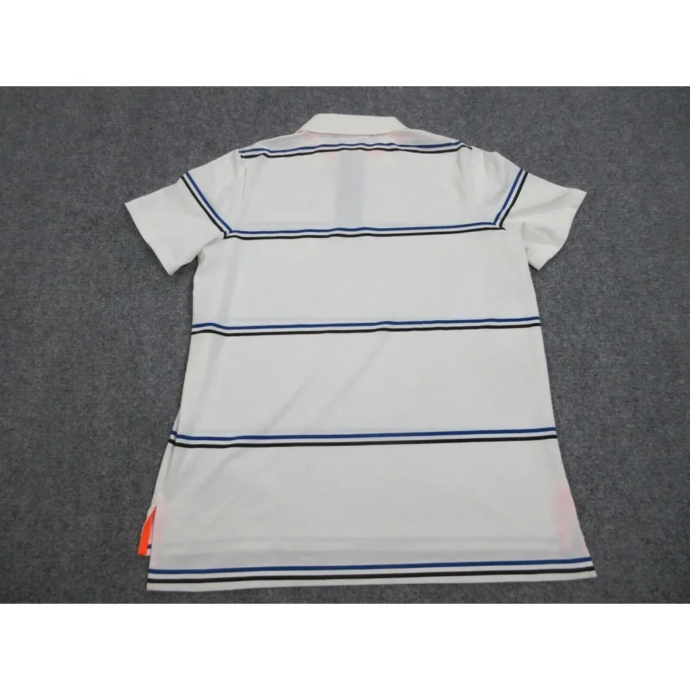 Ralph Lauren Polo Shirt Mens Large White Stripes‎ Logo RLX Golf Rugby Casual